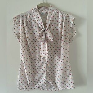 Vintage Hat Print Blouse